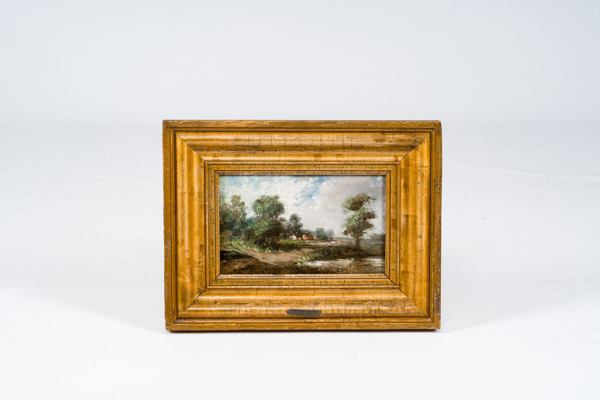 Adrien-Joseph Heymans (1839-1921, in the manner of): Landscape with farm, oil on panel - Image 2 of 4