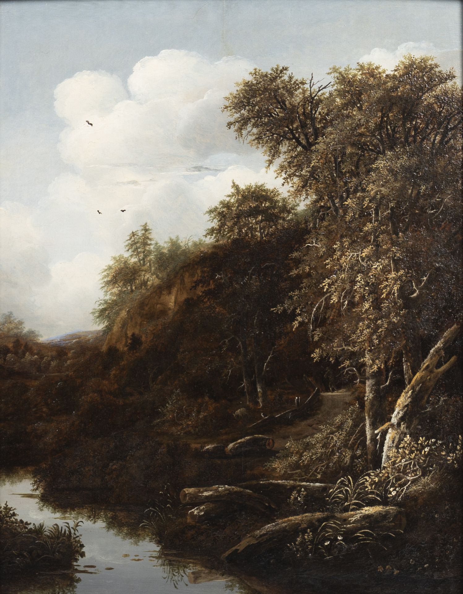 Jan Vermeer van Haarlem (1628-1691): Forest landscape with a stream, oil on panel