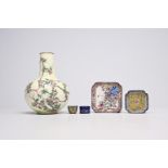 Five various Chinese Canton enamel pieces, Qing/Republic