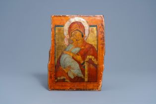 A Russian icon, 'Vladimir Mother of God, Our Lady of Vladimir', possibly 17th C.