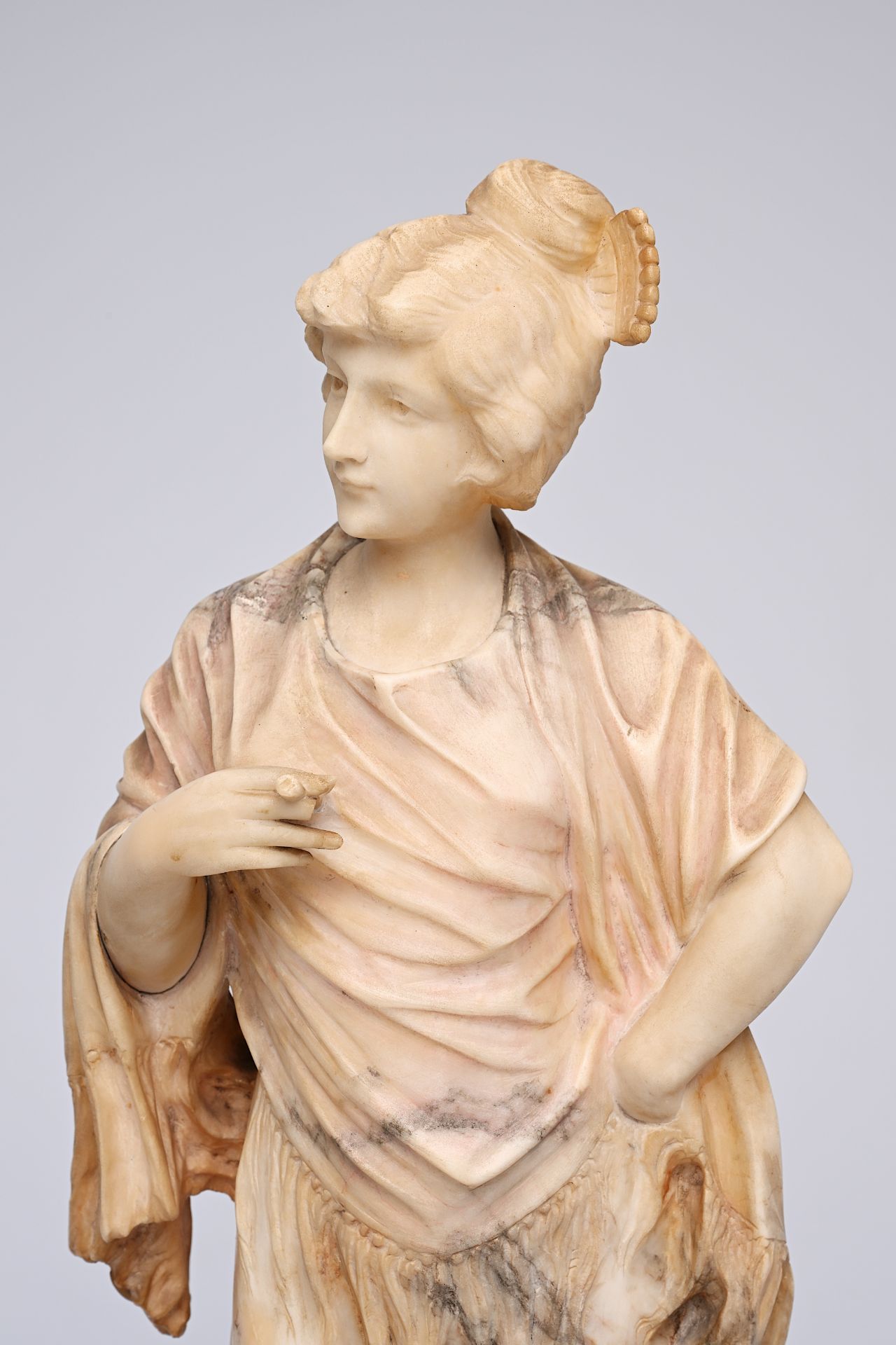European school: High society lady in going out clothes, alabaster, first half 20th C. - Image 9 of 13
