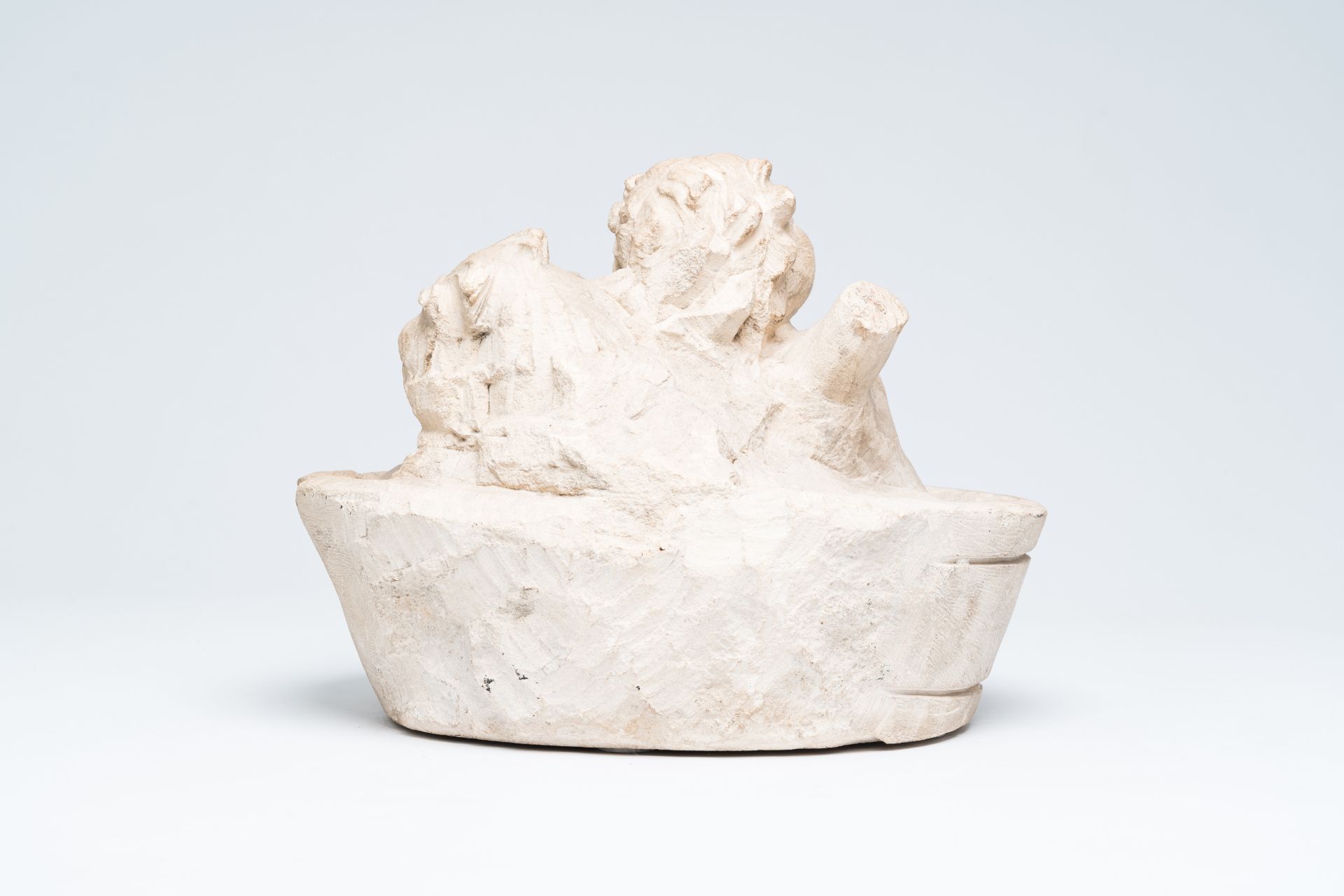 A French limestone group depicting the three Saint Nicholas children in a tub, 16th C. - Image 5 of 8