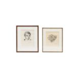 Walter Vaes (1882-1958): Still life of flowers and Portrait of a boy, pencil on paper, dated (19)44