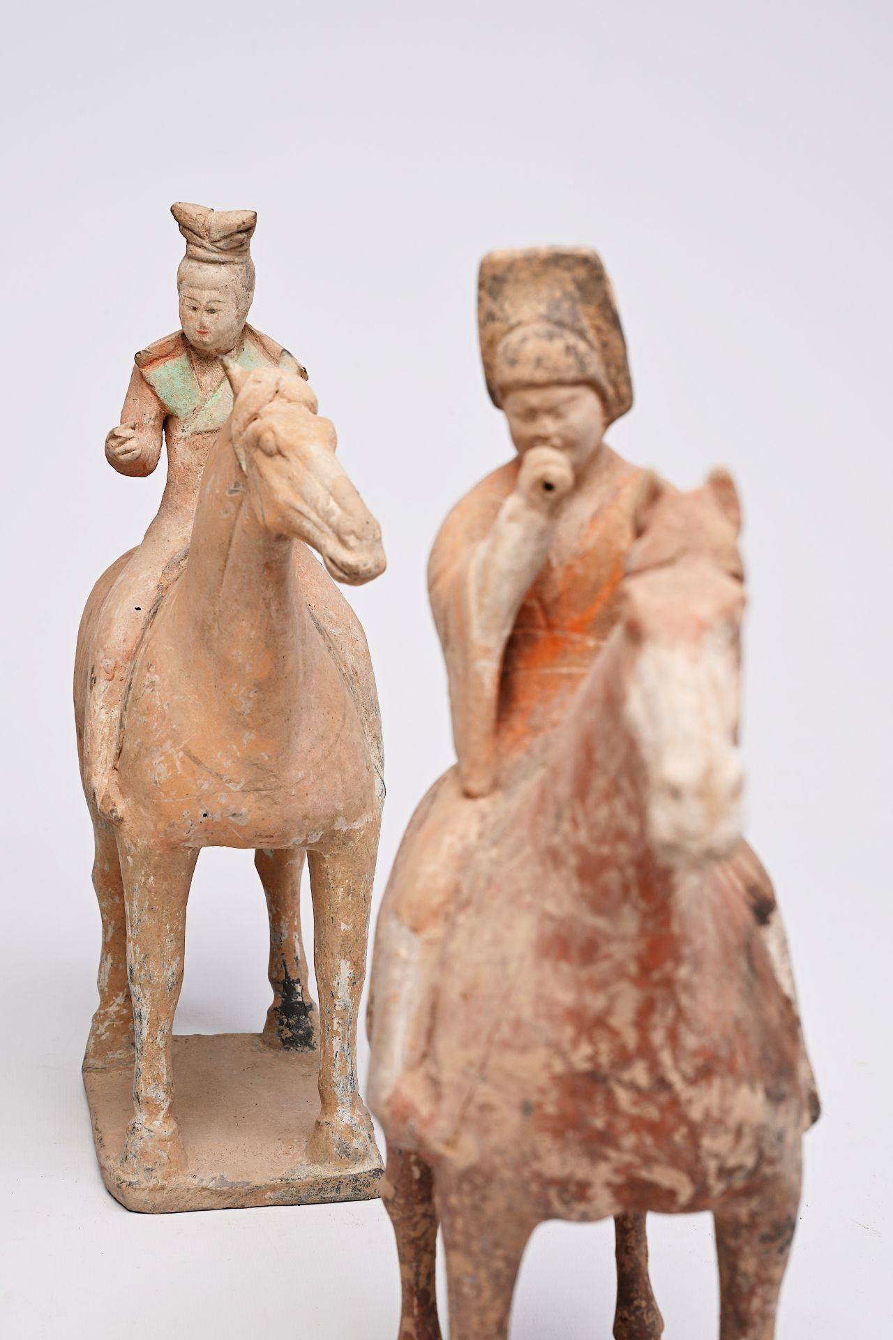 Four Chinese polychrome painted pottery equestrian figures, Tang - Image 6 of 22