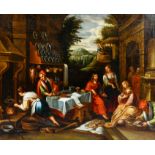 European school, follower of Jacopo Bassano (1510-1592): The supper at Emmaus, oil on canvas, 18th C