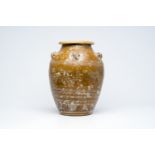 A Chinese stoneware martaban jar with incised design, 19th C.