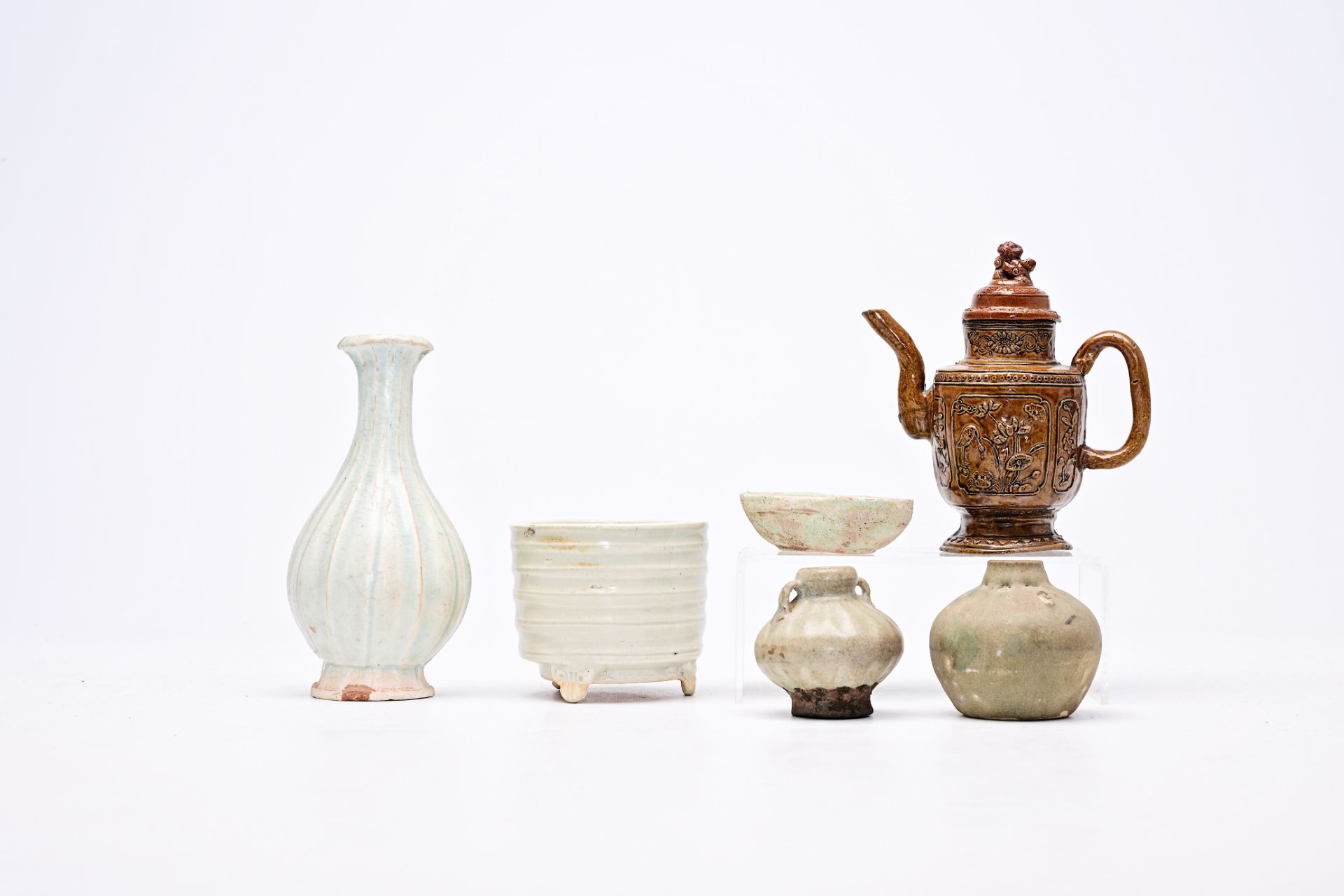 Six Chinese celadon, monochrome and qingbai wares, Han and later