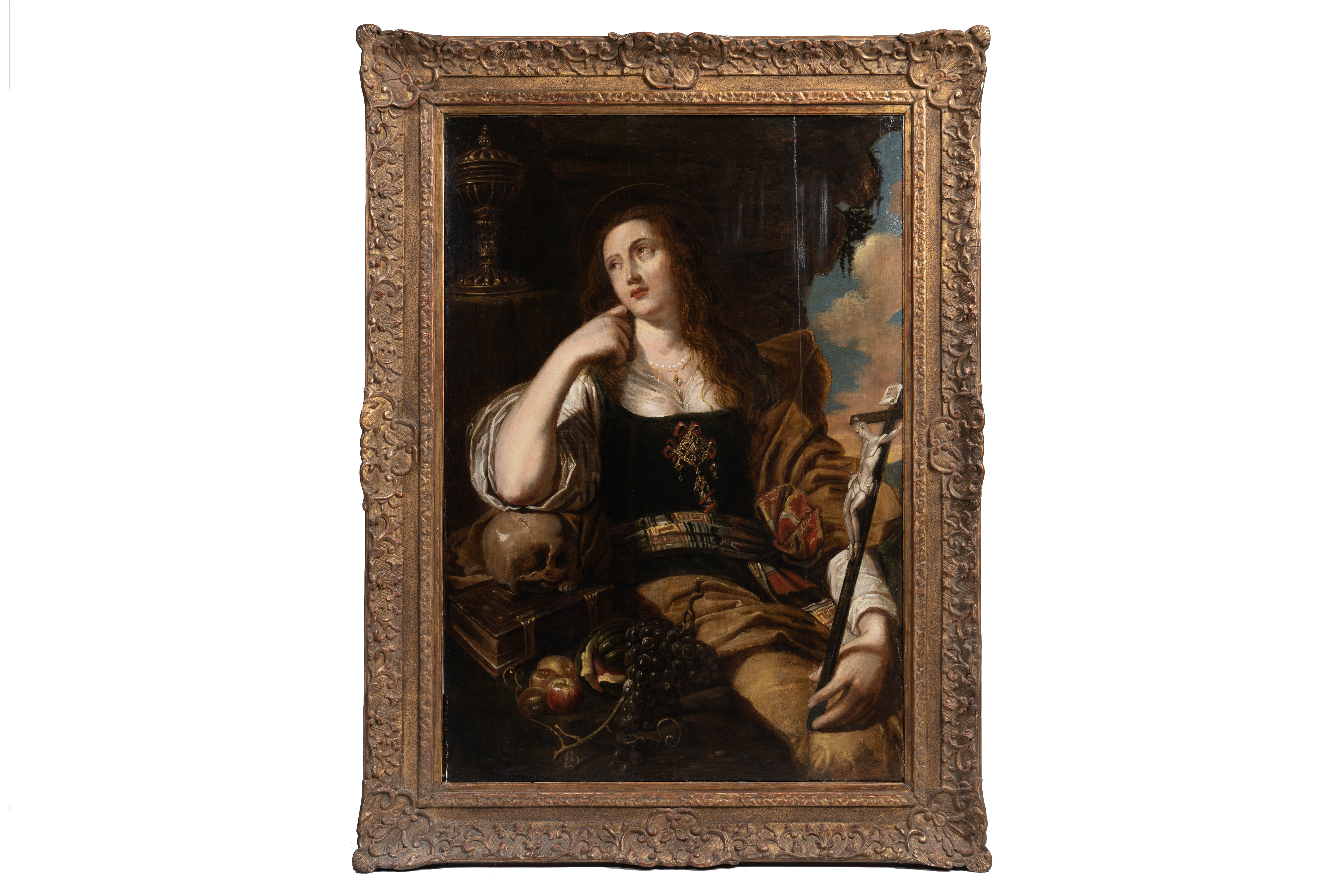Flemish school: The penance of Mary Magdalene, oil on panel, 18th C. - Image 2 of 5