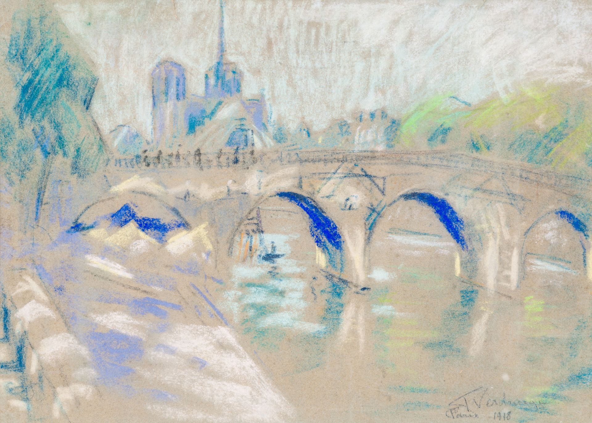Fernand Verhaegen (1883-1975): 'Paris', pastel on paper, dated 1918