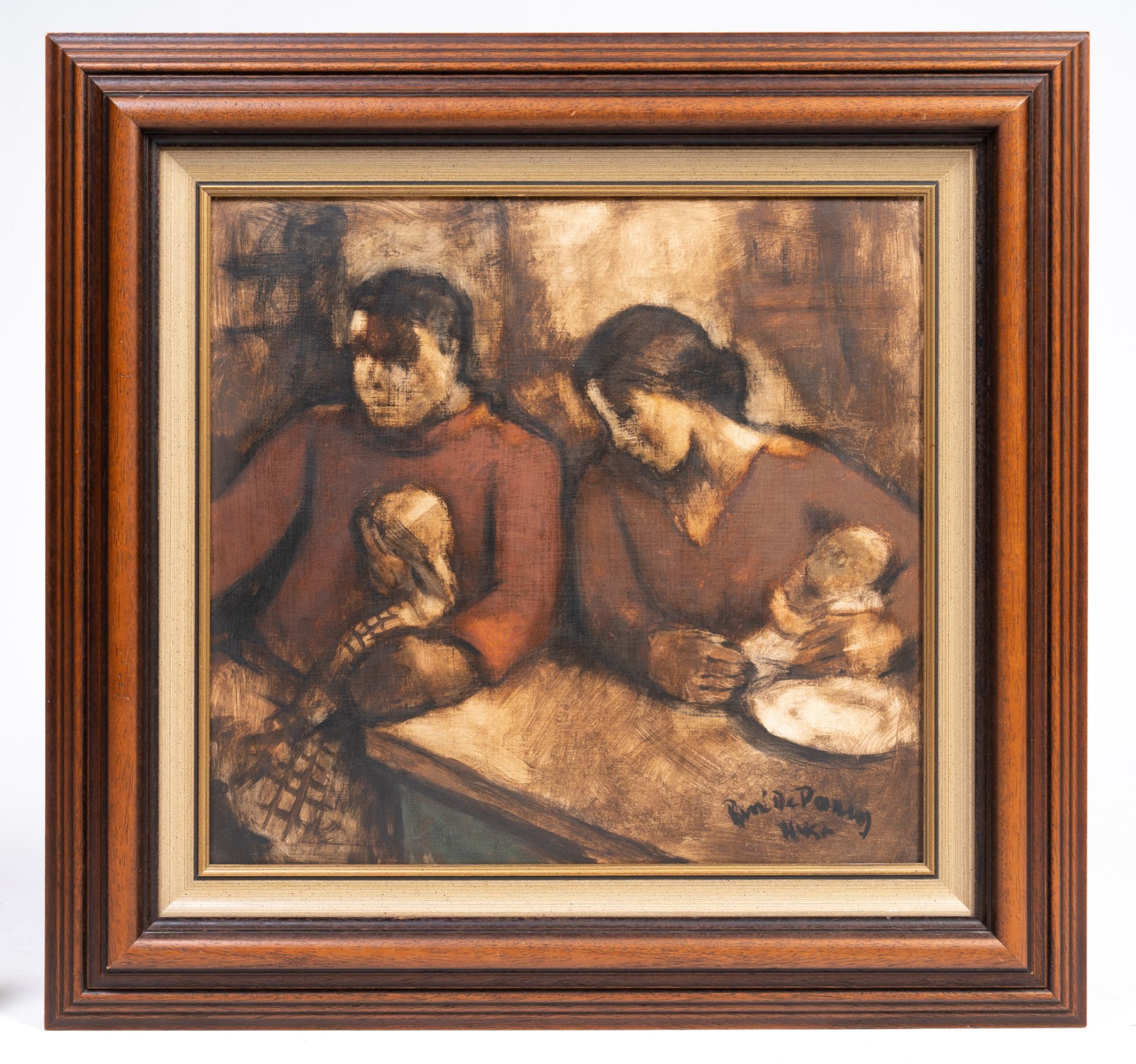 Rene De Pauw (1887-1946): Family life, oil on board - Image 2 of 3