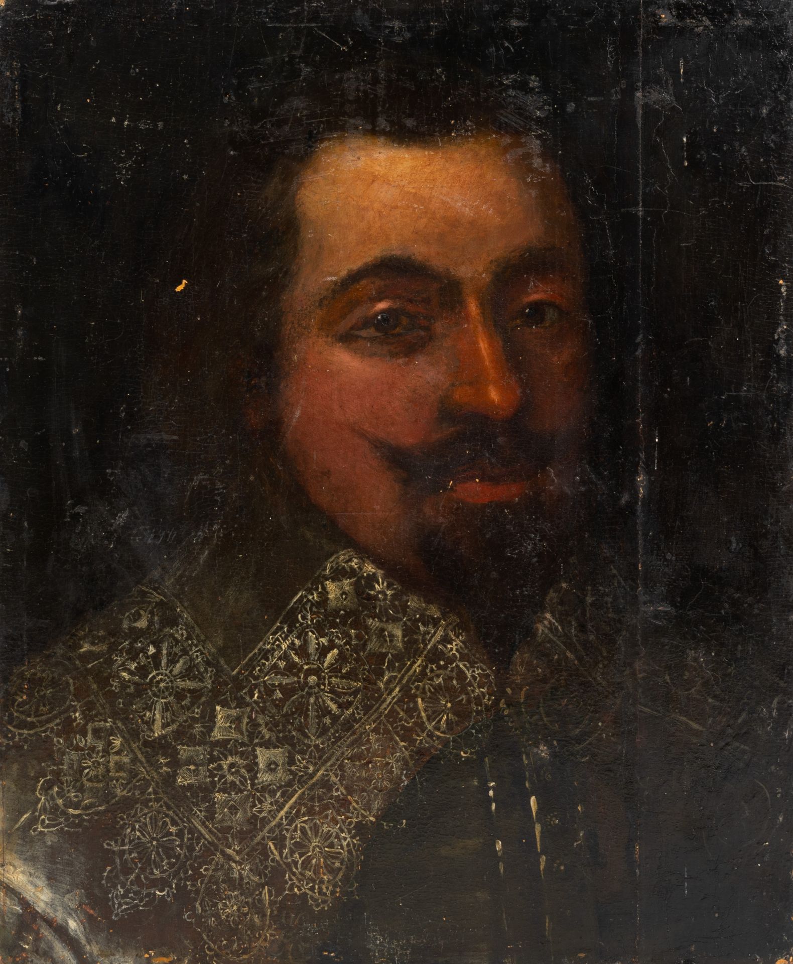 English school: Portrait of a nobleman, oil on panel, 17th C. and later