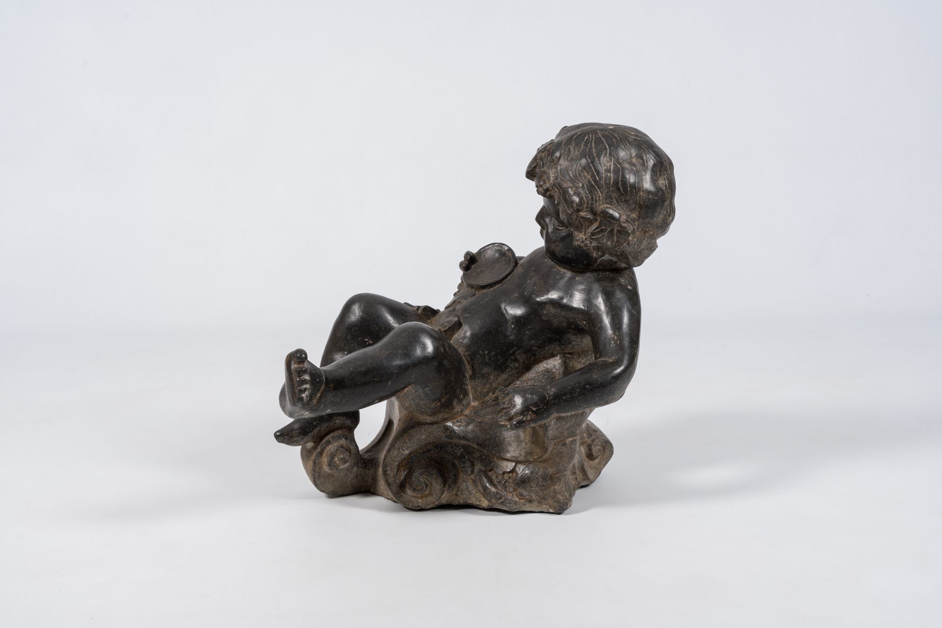 An Italian stone figure of a drunken bacchant, 19th/20th C. - Image 3 of 8