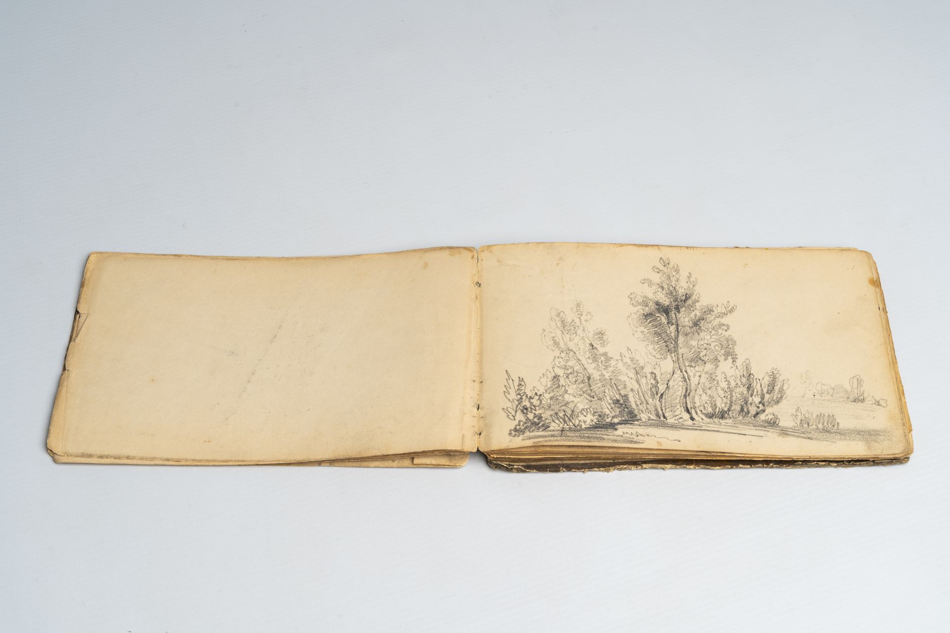 Ildephonse Stocquart (1819-1889): 'Croquis de paysage', sketchbook, pencil and watercolour on paper, - Image 2 of 7