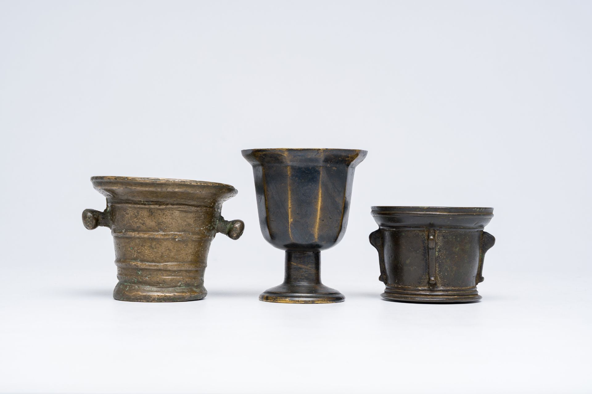 Two bronze mortars and a footed goblet, France and/or Italy, 16th C. - Image 4 of 7