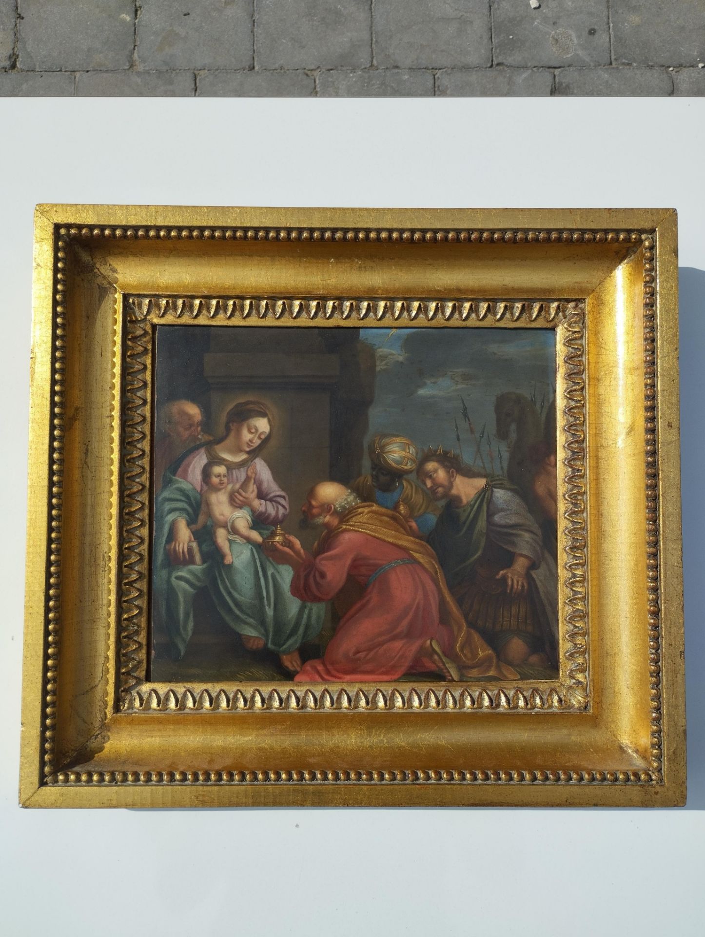Flemish School: The adoration of the magi, oil on copper, 18th C. - Image 6 of 13