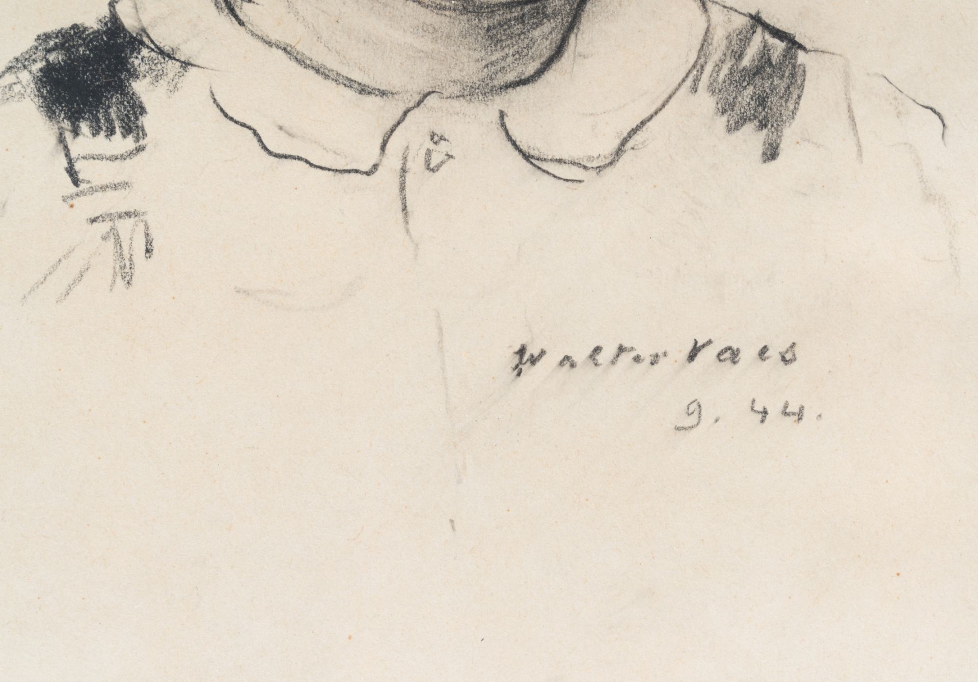 Walter Vaes (1882-1958): Still life of flowers and Portrait of a boy, pencil on paper, dated (19)44 - Image 2 of 5