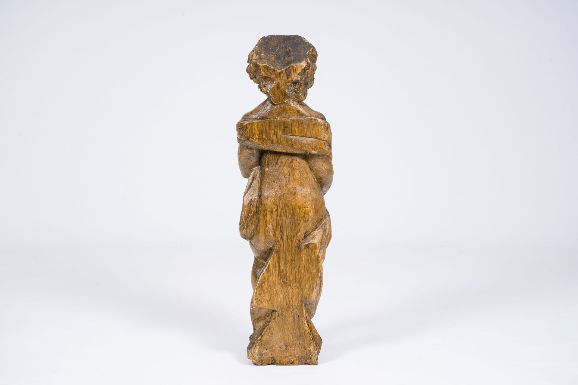 A Flemish carved wood putto, 18th C. - Image 4 of 7