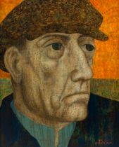 Antoon Catrie (1924-1977): A farmer's head, tempera on board