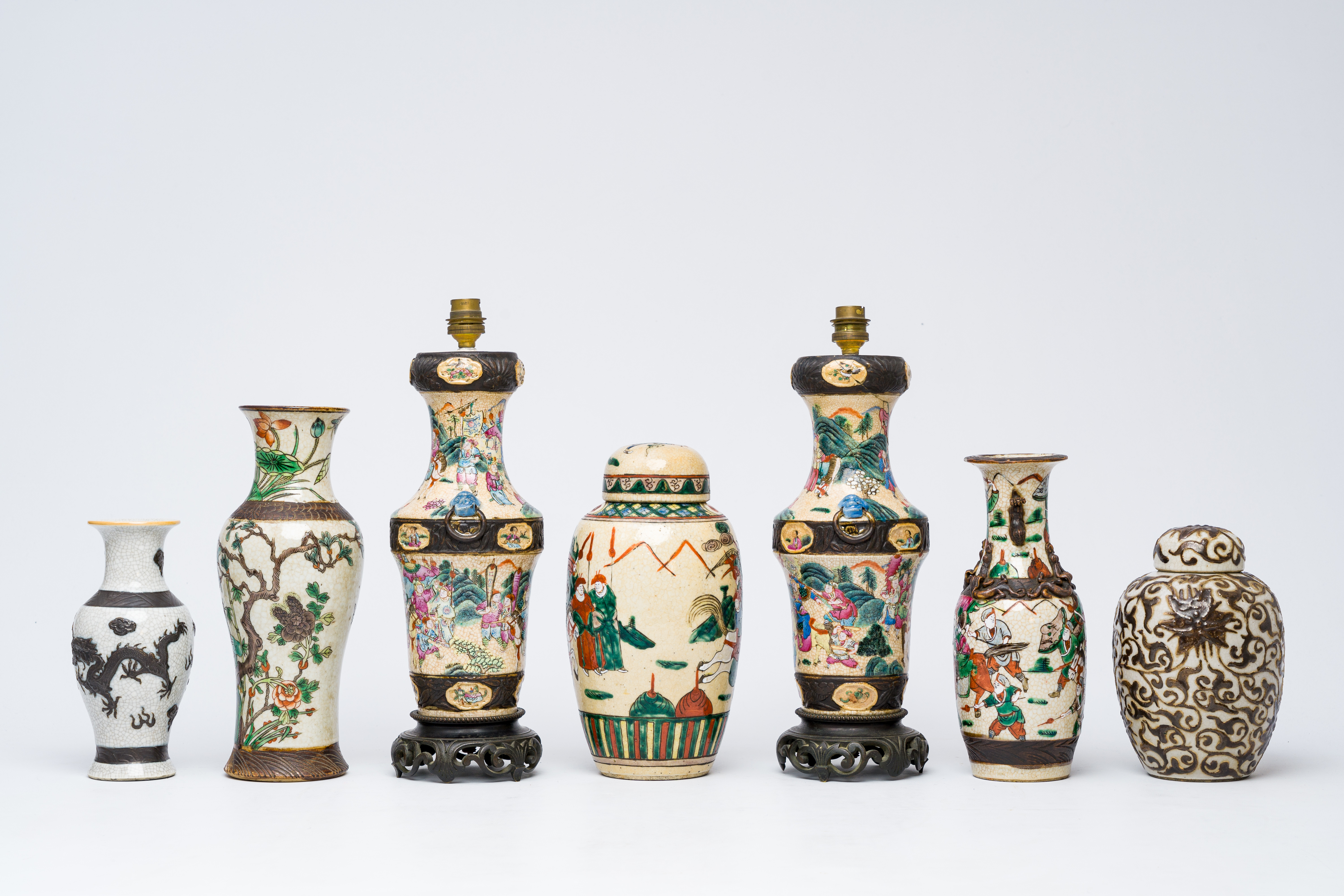 A varied collection of Chinese Nanking crackle glazed famille rose, verte, blue and white porcelain, - Image 3 of 13