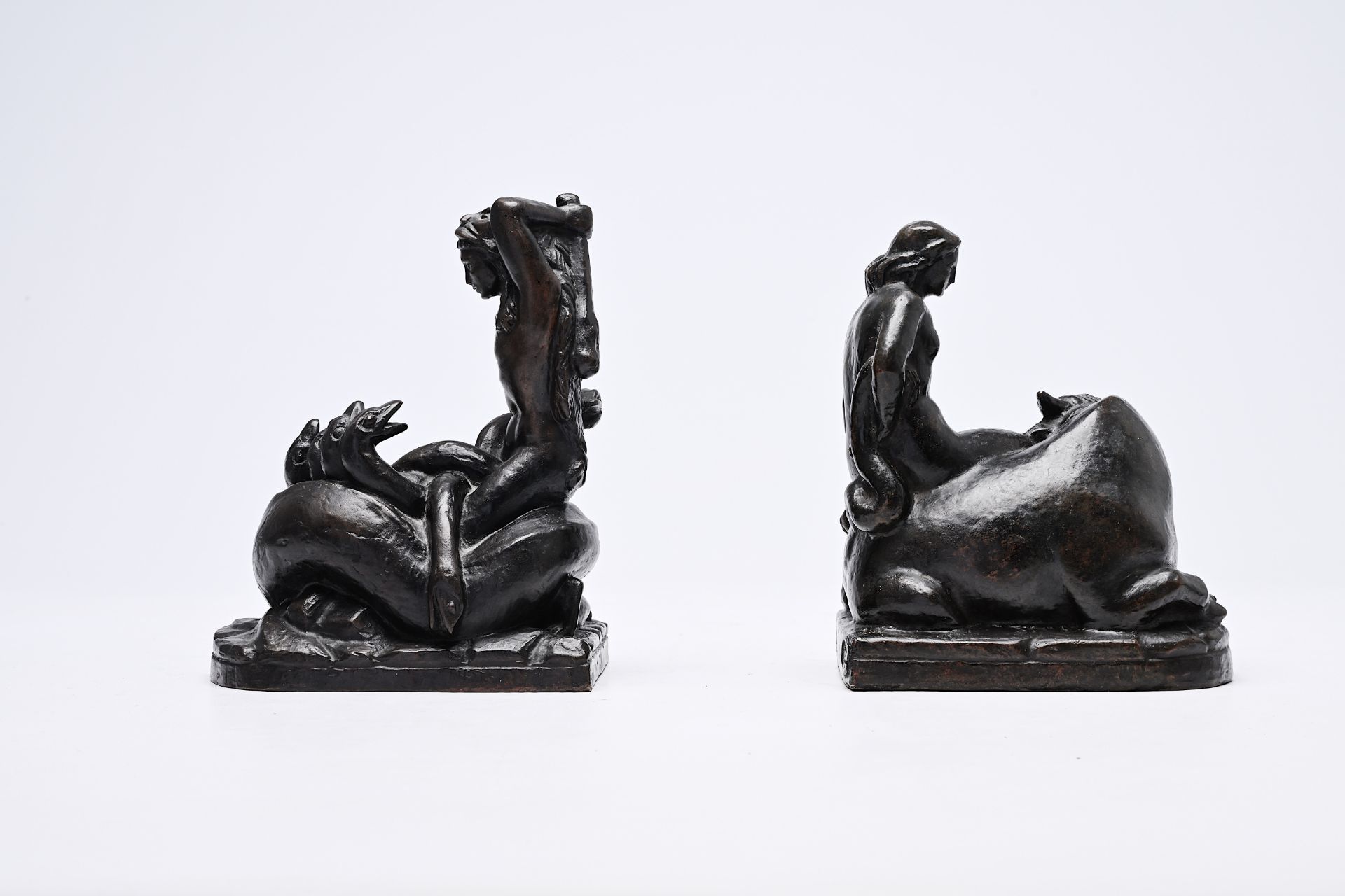 Antoine Vriens (1902-1987): Heracles and the Hydra of Lerna & Europa and the bull, patinated bronze, - Bild 2 aus 11