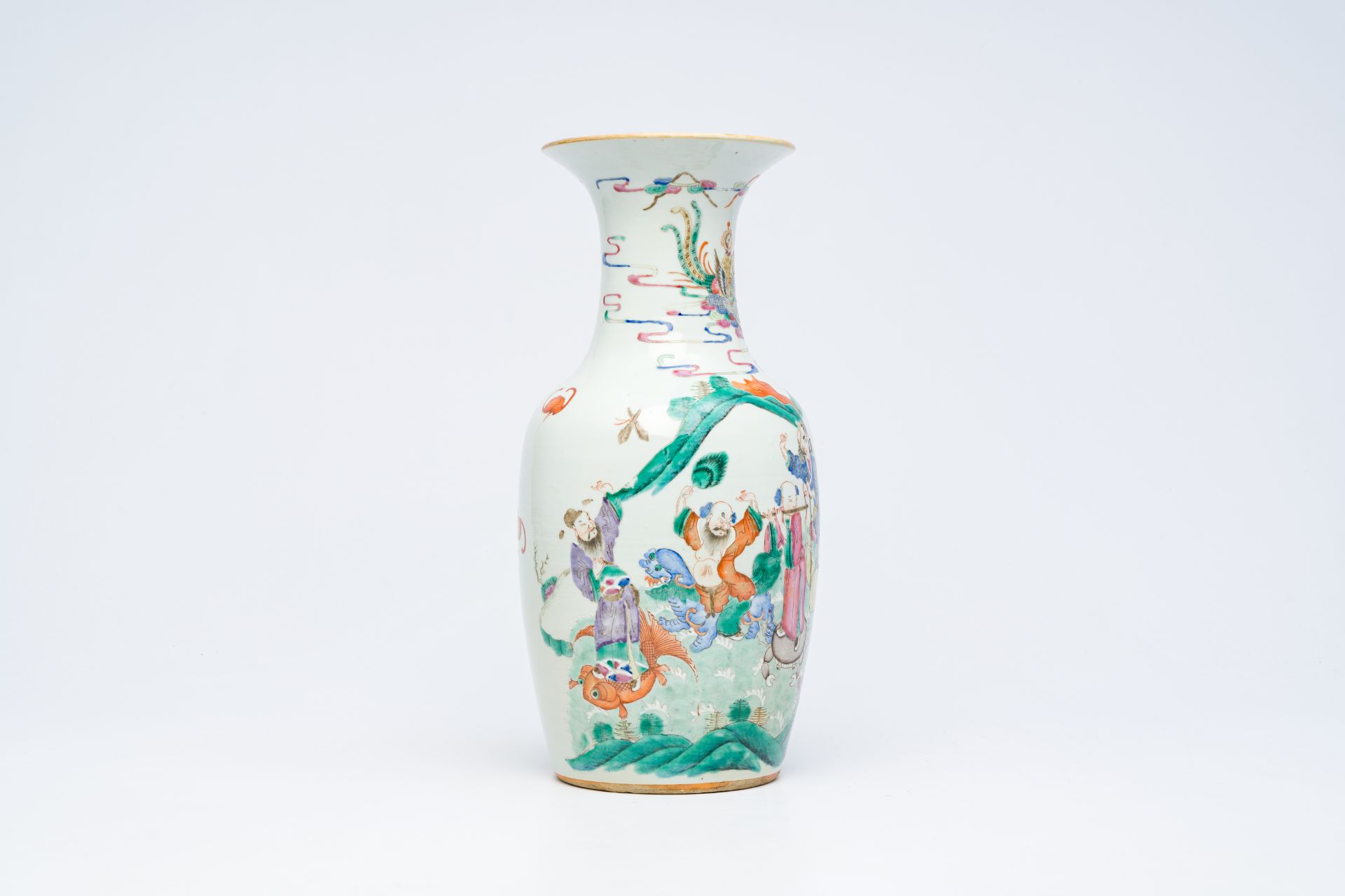 A Chinese famille rose 'Eight Immortals' vase, 19th C. - Image 7 of 12