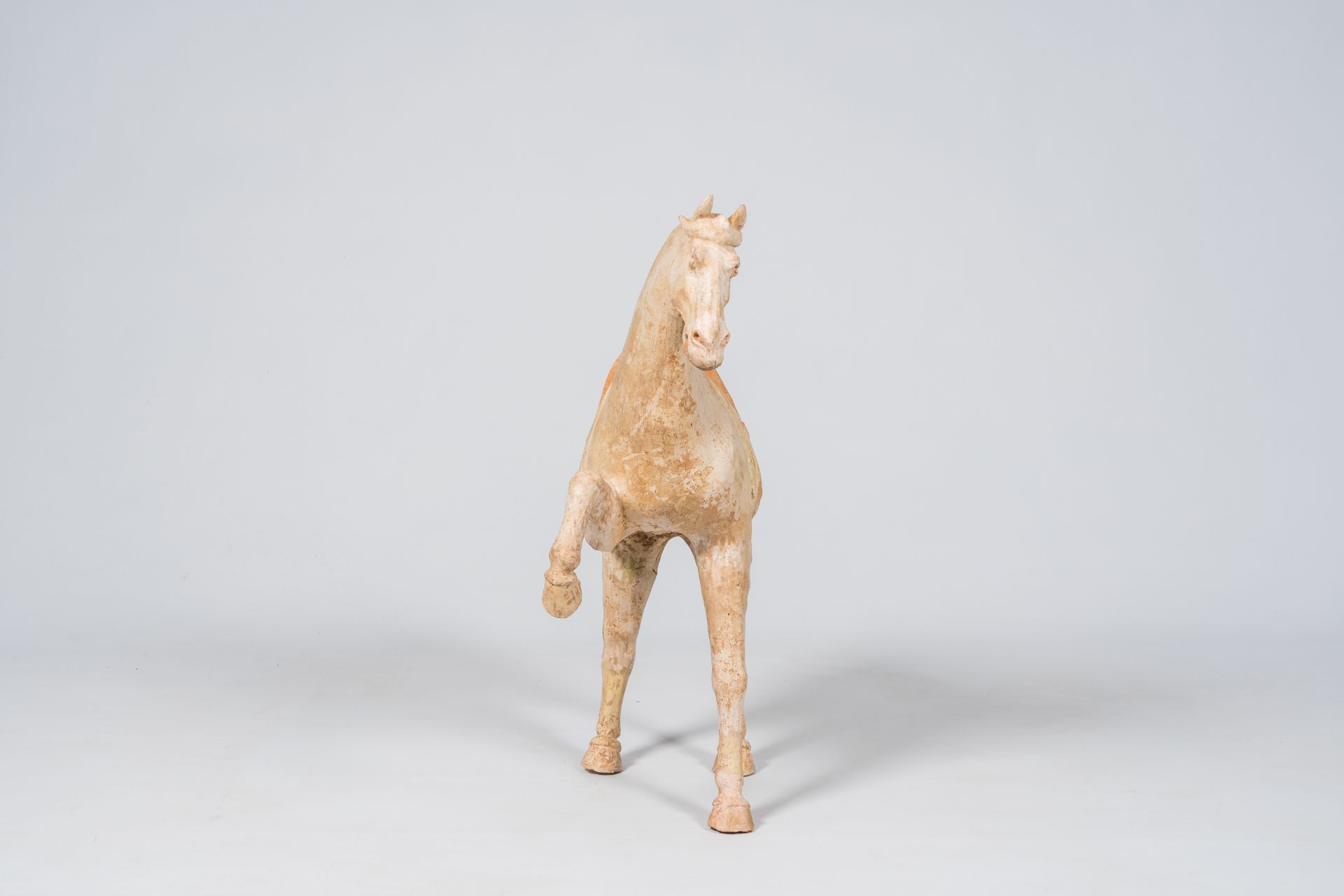 A Chinese polychrome painted pottery model of a horse, Tang - Bild 4 aus 9