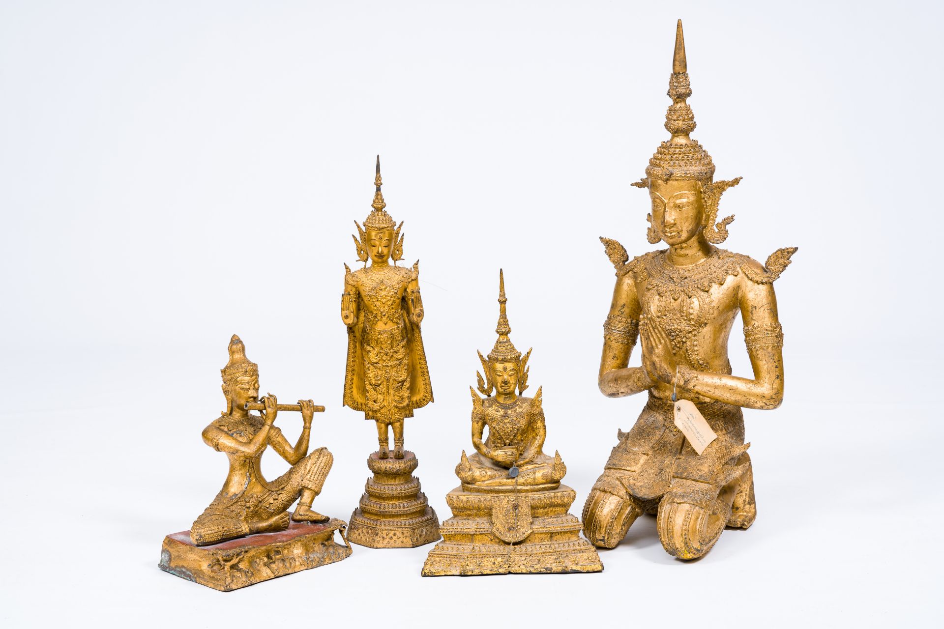 Four large Thai gilt bronze sculptures, Rattanakosin, 19th/20th C.