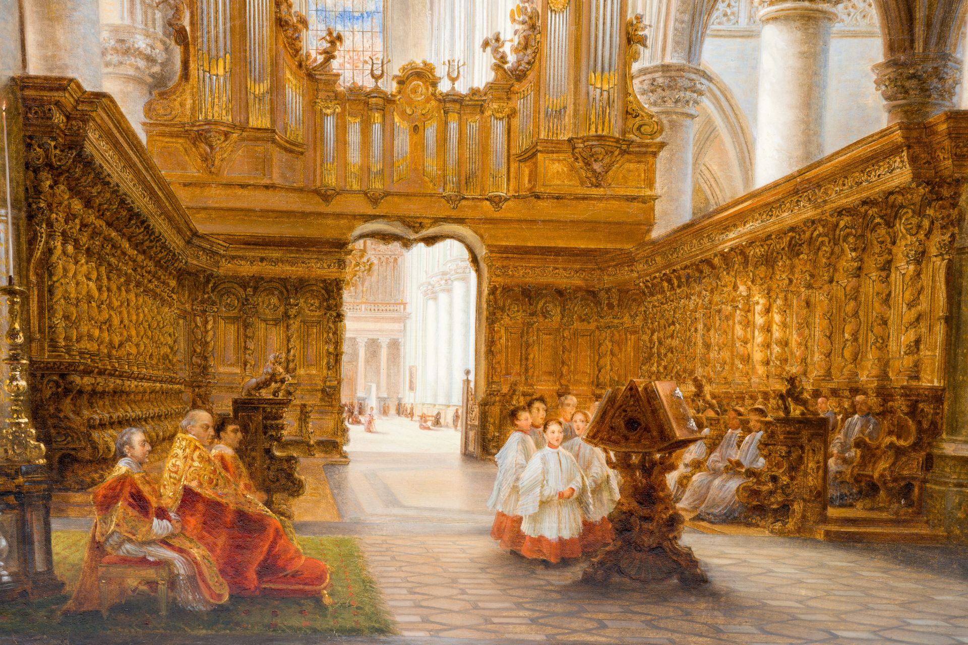 Jules Victor Genisson (1805-1860): Interior of the St. James' Church in Antwerp, oil on canvas, date - Image 6 of 6