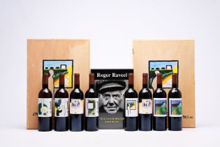 Roger Raveel (1921-2013): Two boxes of wine (eight bottles), ed. 43/100 and 75/100, and a publicatio