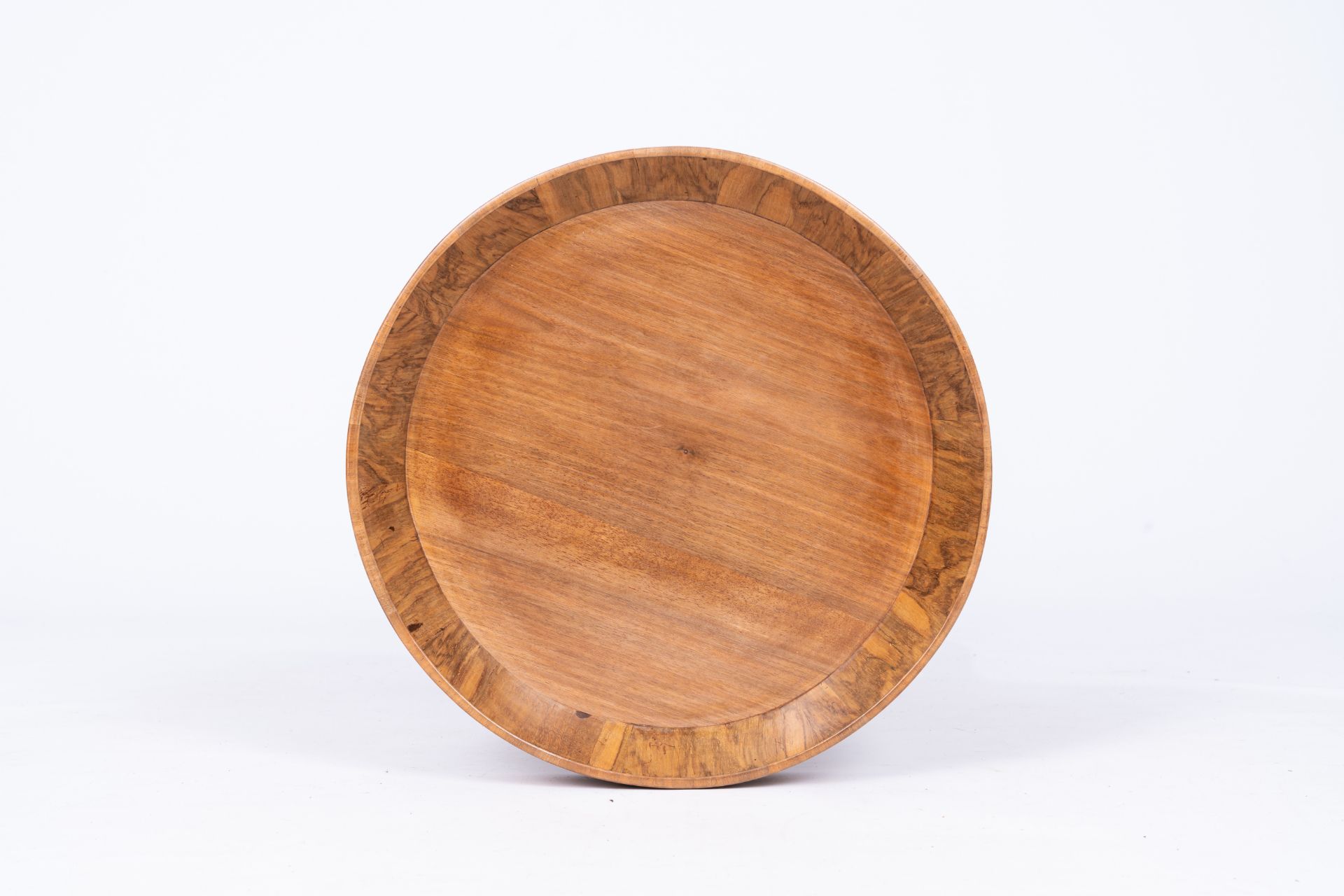 A round wood Art Deco side table or gueridon, 20th C. - Image 6 of 7