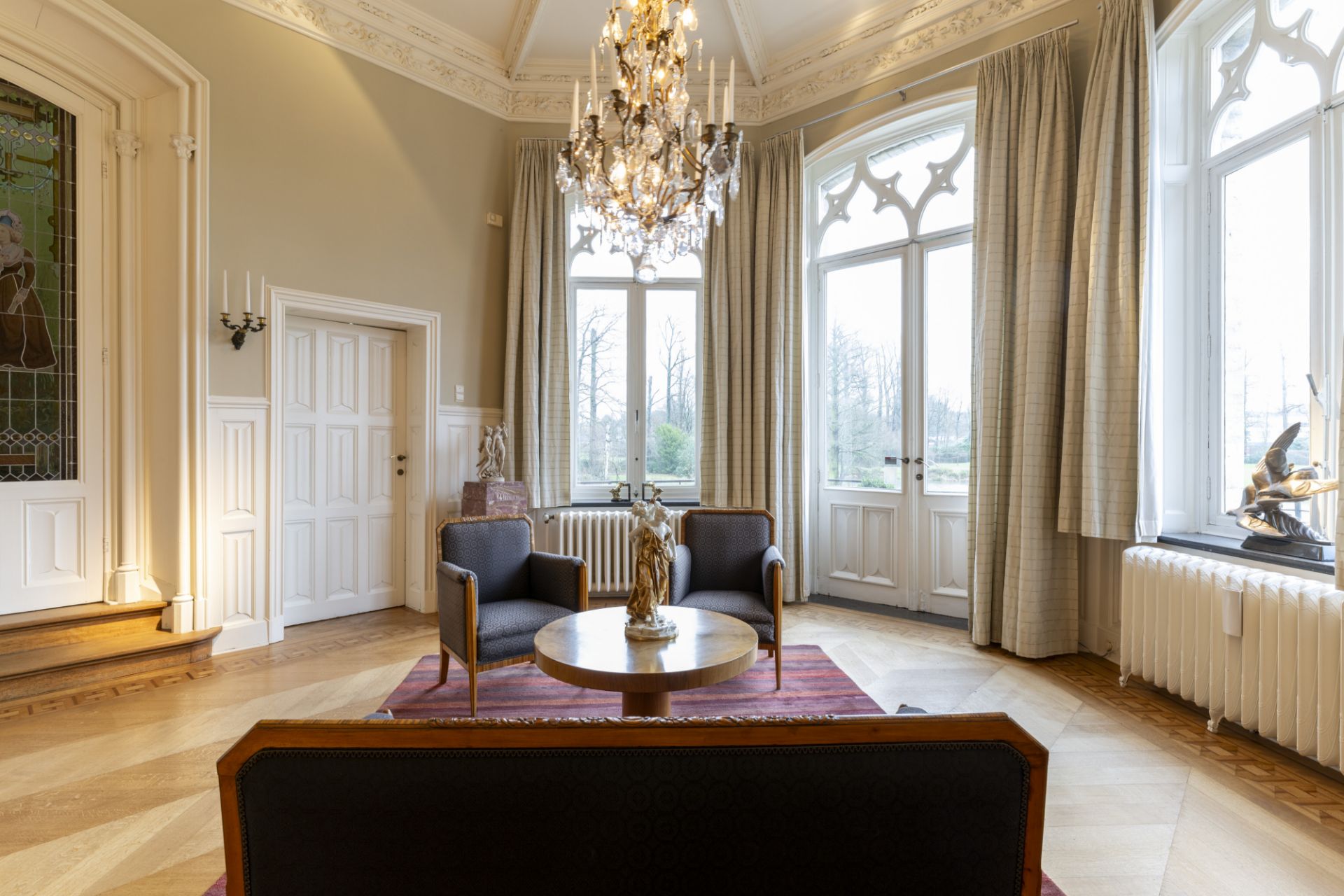 A three-piece Art Deco salon comprising of a sofa and two armchairs with fabric upholstery, first ha - Image 16 of 19