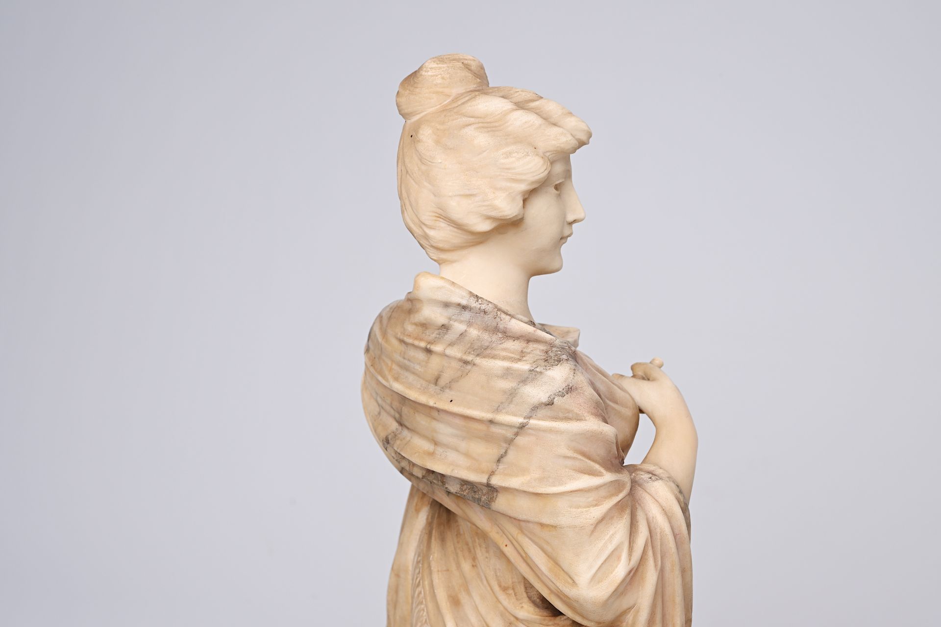 European school: High society lady in going out clothes, alabaster, first half 20th C. - Image 7 of 13