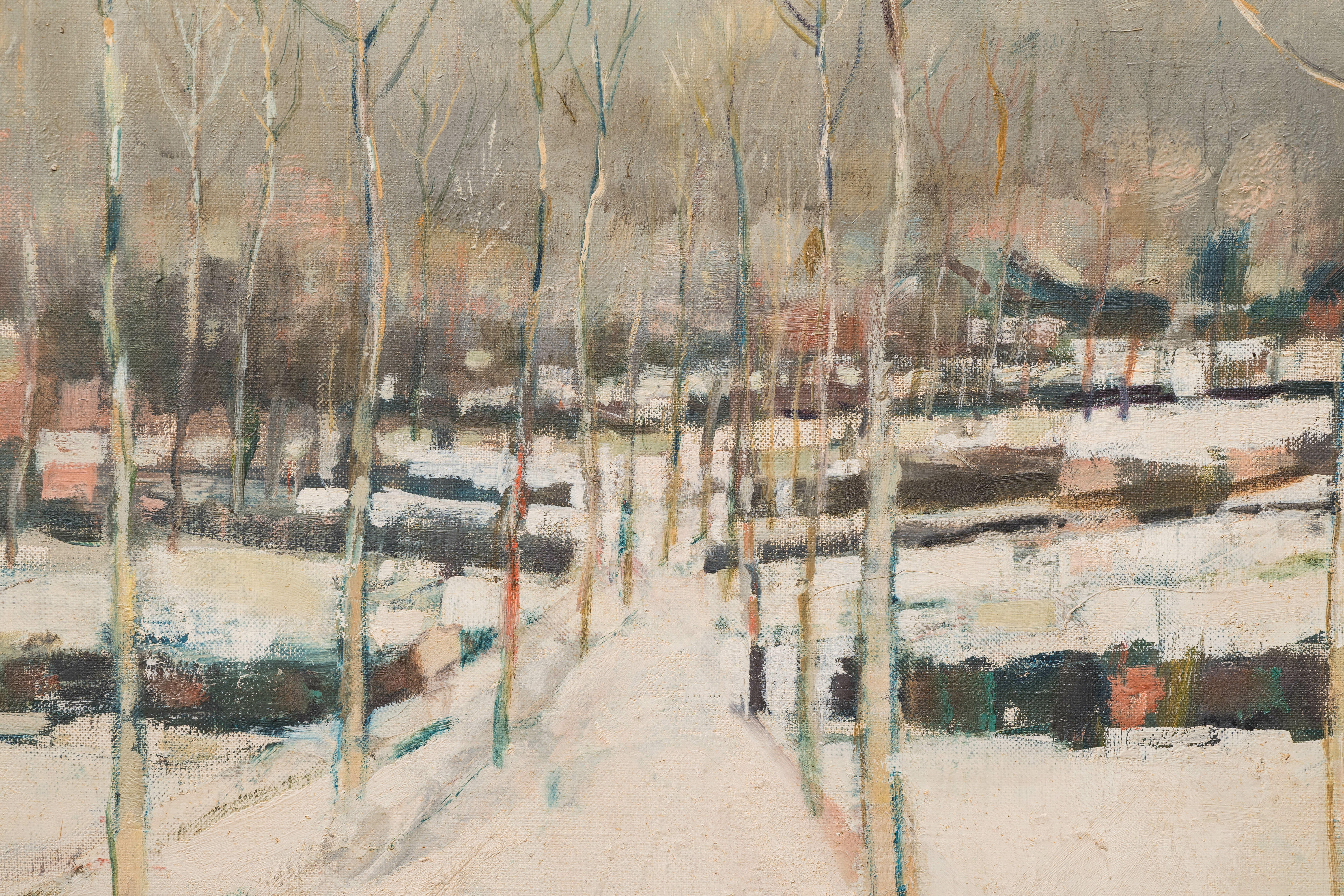 Albert Saverys (1886-1964): Lane in the snow, oil on canvas - Image 6 of 6