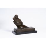 George Minne (1866-1941): 'L'extase maternelle' or 'Maternite', brown patinated bronze on a natural