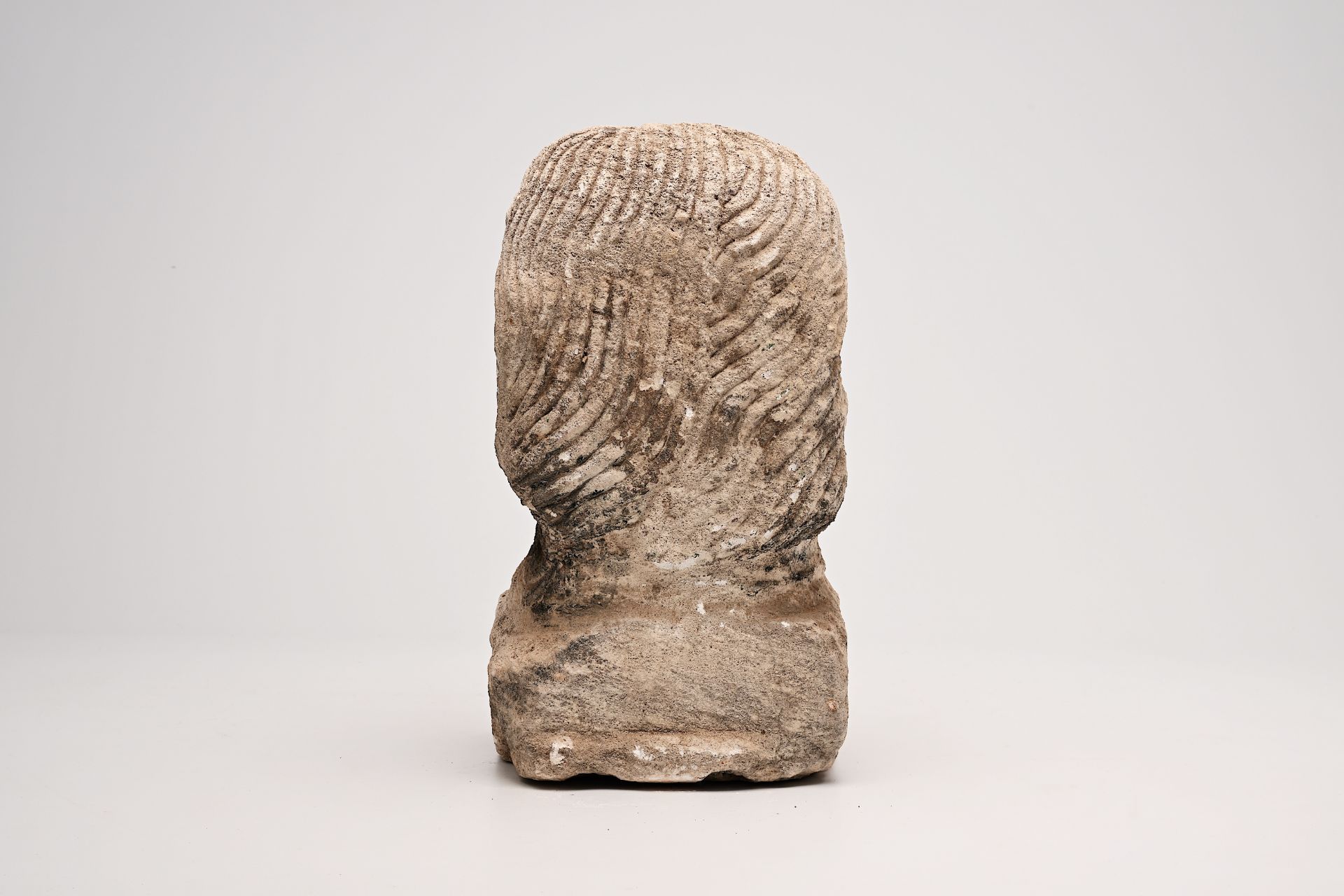 An architectural stone sculpture of a man's head, probably 16th C. - Image 3 of 7