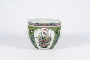 A French Samson famille verte style jardiniere with phoenixes, dragons and flower baskets, Paris, 19