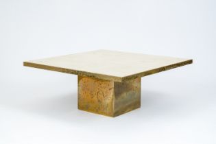 Christian Heckscher (1951): A design coffee table with an etched brass table top, 1970's/1980's