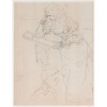 Willem Geets (1838-1919): The reading lady, pencil on paper, dated (18)93