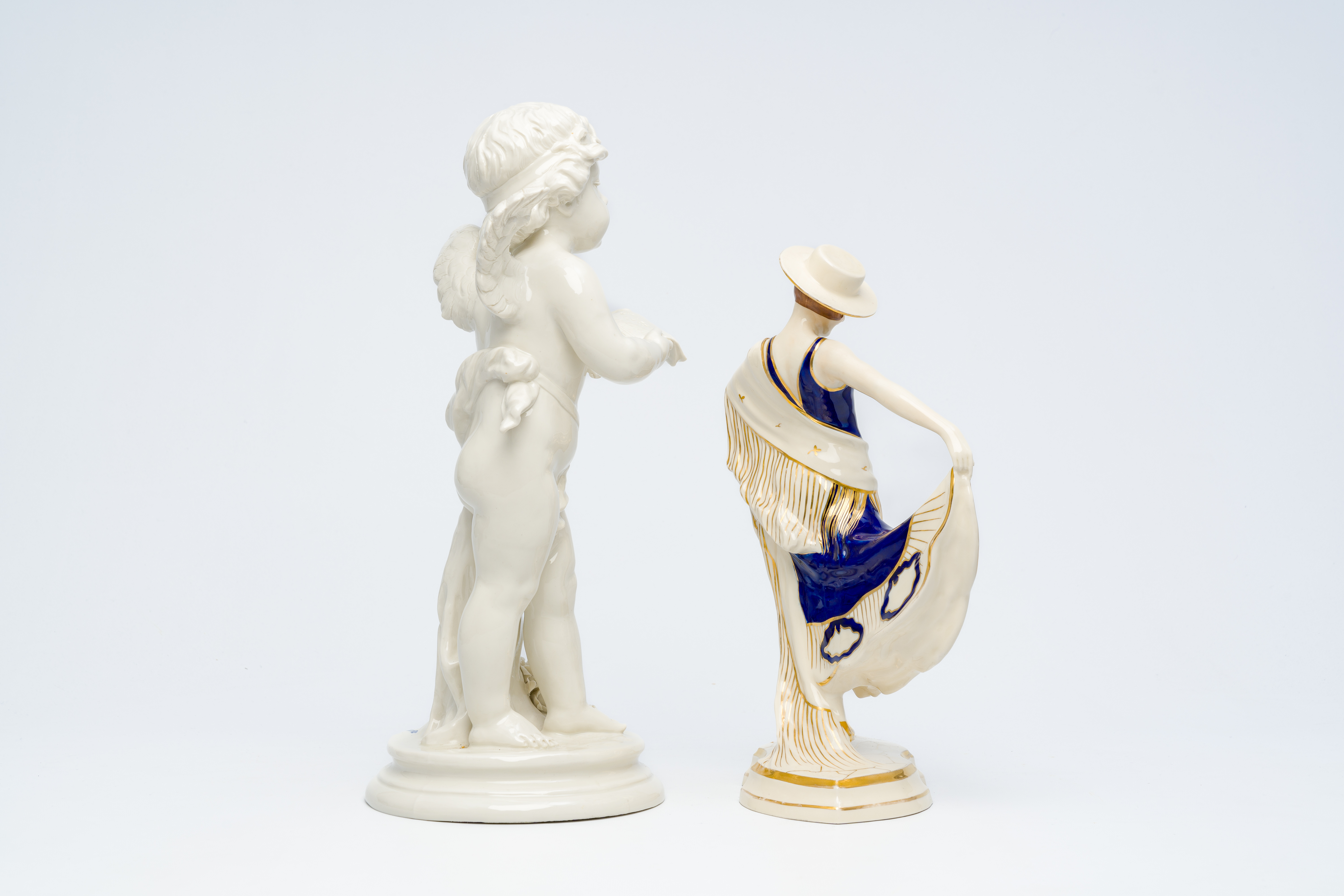 Sylvain Kinsburger (1855-1935): A musical porcelain angel, Capodimonte, and a Royal Dux figure of a - Image 5 of 9