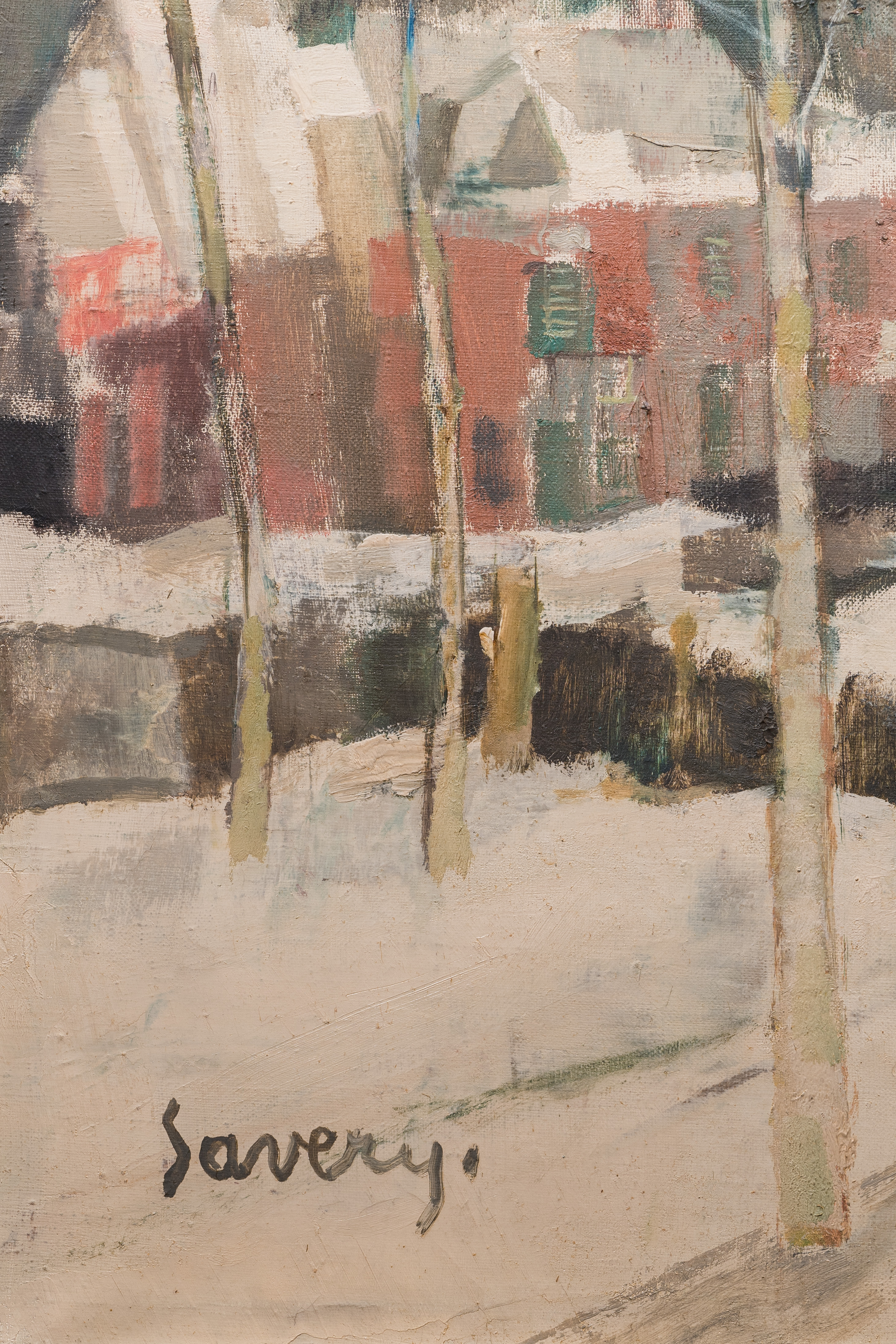 Albert Saverys (1886-1964): Lane in the snow, oil on canvas - Image 4 of 6