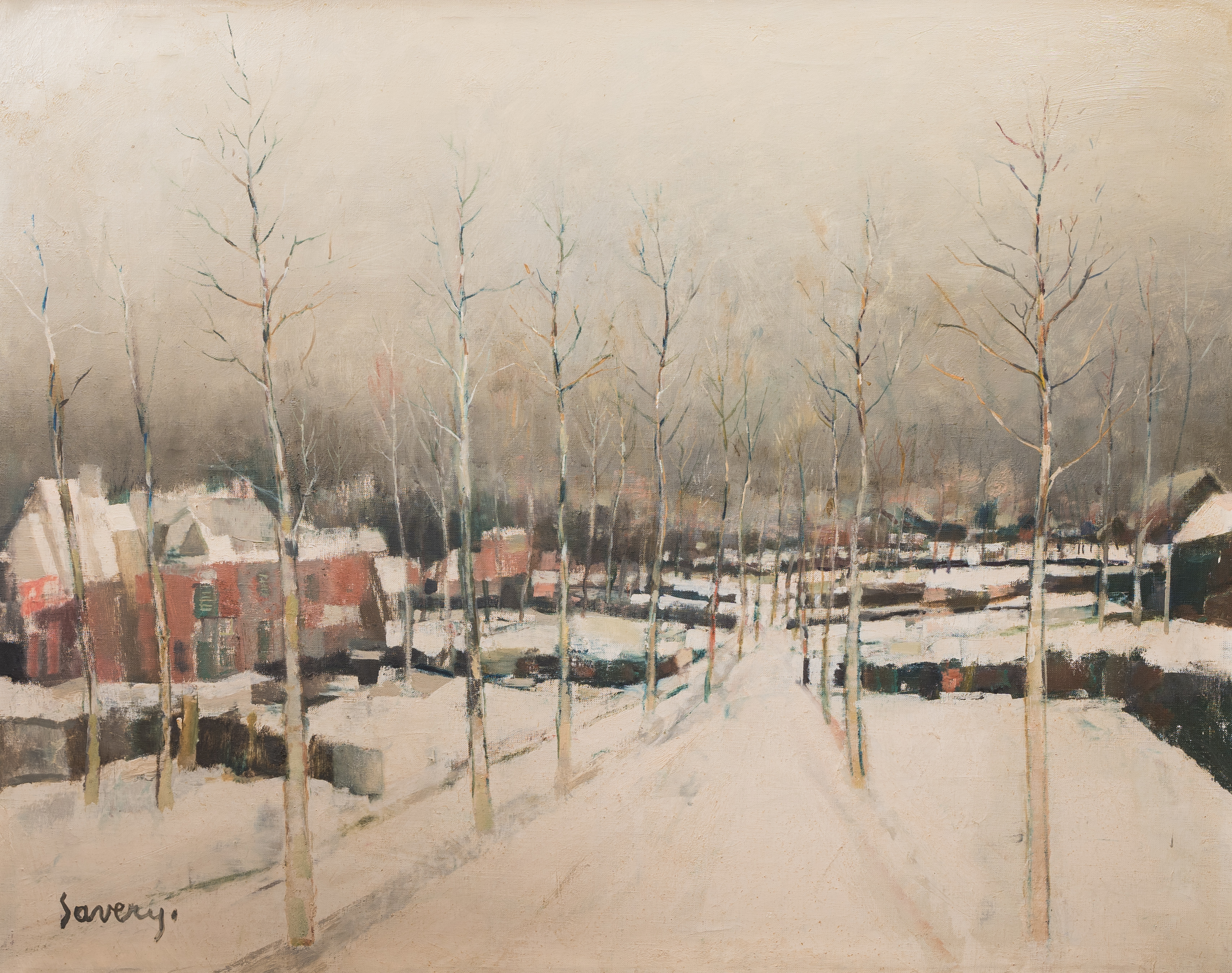 Albert Saverys (1886-1964): Lane in the snow, oil on canvas