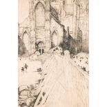Jules De Bruycker (1870-1945): 'L'Eglise St Nicolas Gand', etching
