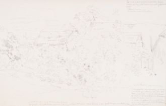 Xavier de Cock (1818-1896): Landscape, pencil on paper