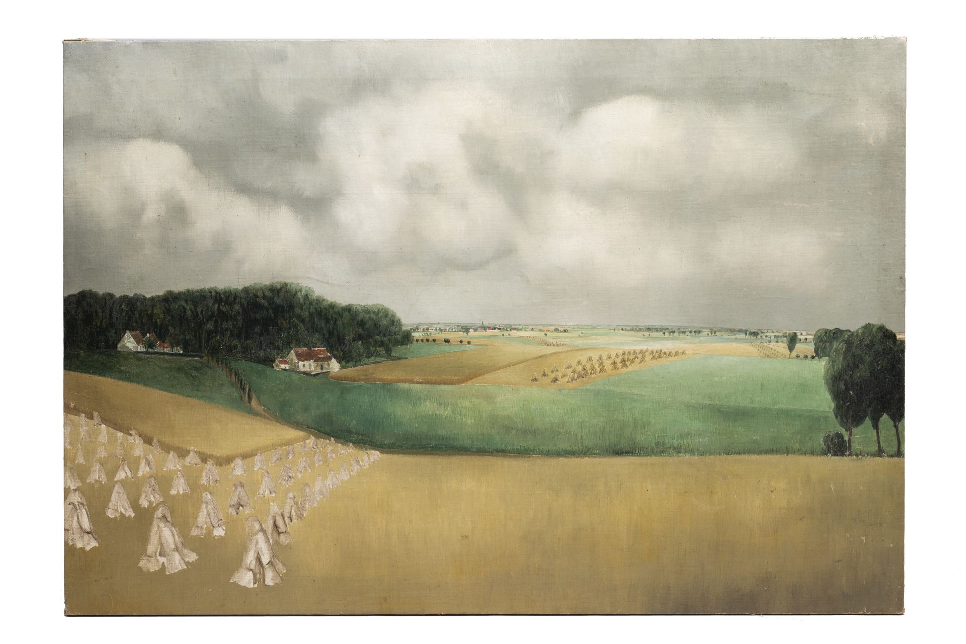 Leo Piron (1899-1962): The Flemish Ardennes at harvest time, oil on canvas - Image 2 of 3