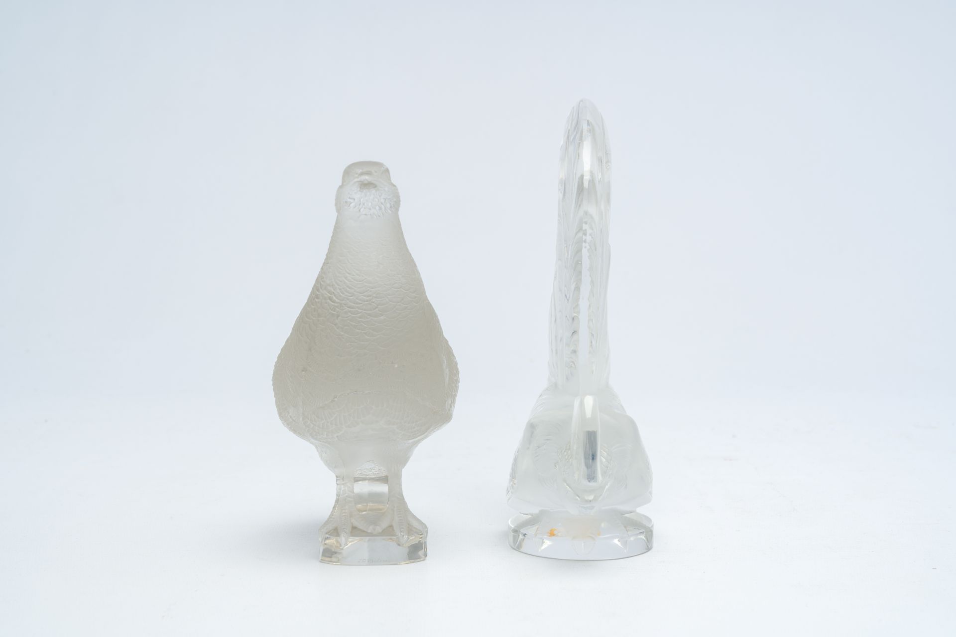 Two glass models of a rooster and a quail, marked Lalique France, 20th C. - Image 3 of 8