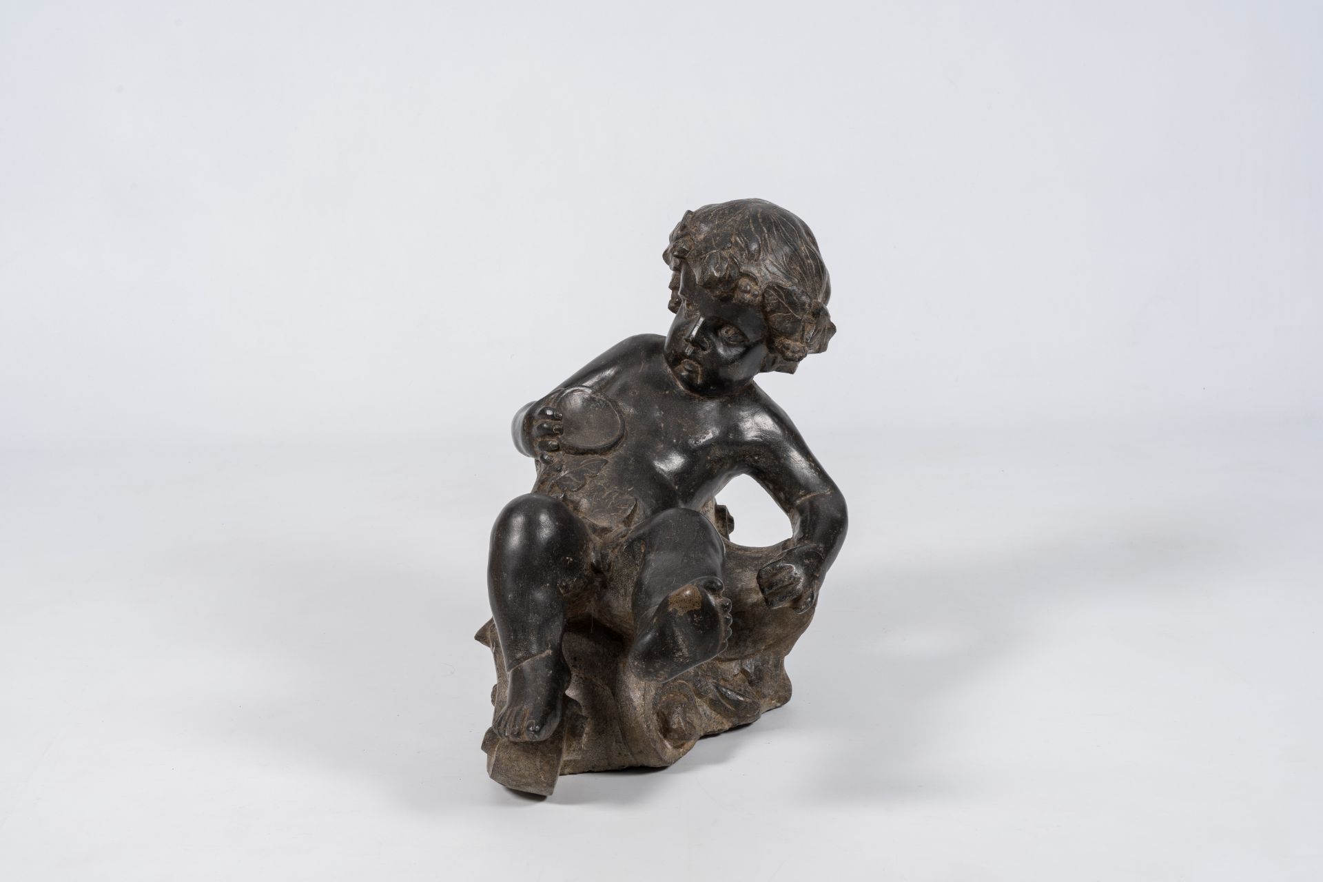 An Italian stone figure of a drunken bacchant, 19th/20th C. - Image 2 of 8