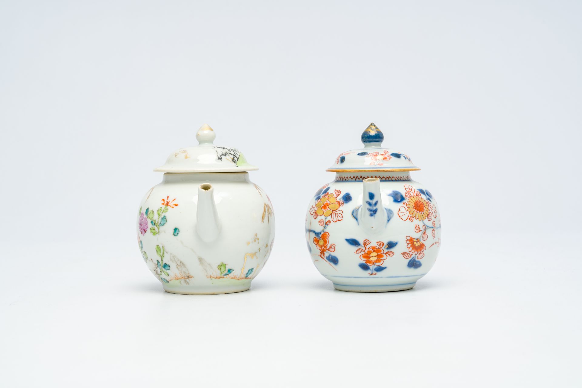 Two Chinese famille rose and Imari style teapots and covers, Kangxi/Qianlong - Image 5 of 7