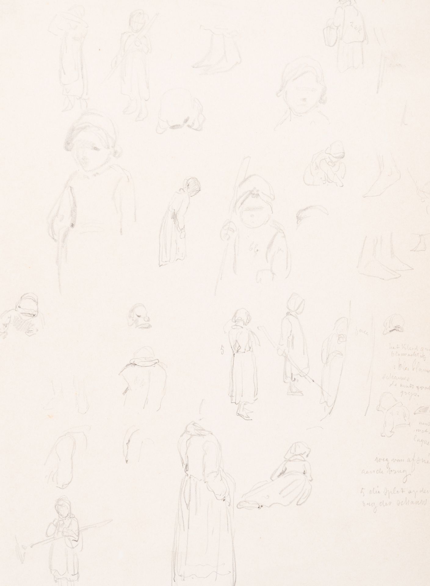 Xavier de Cock (1818-1896): Various studies, pencil on paper - Bild 3 aus 4