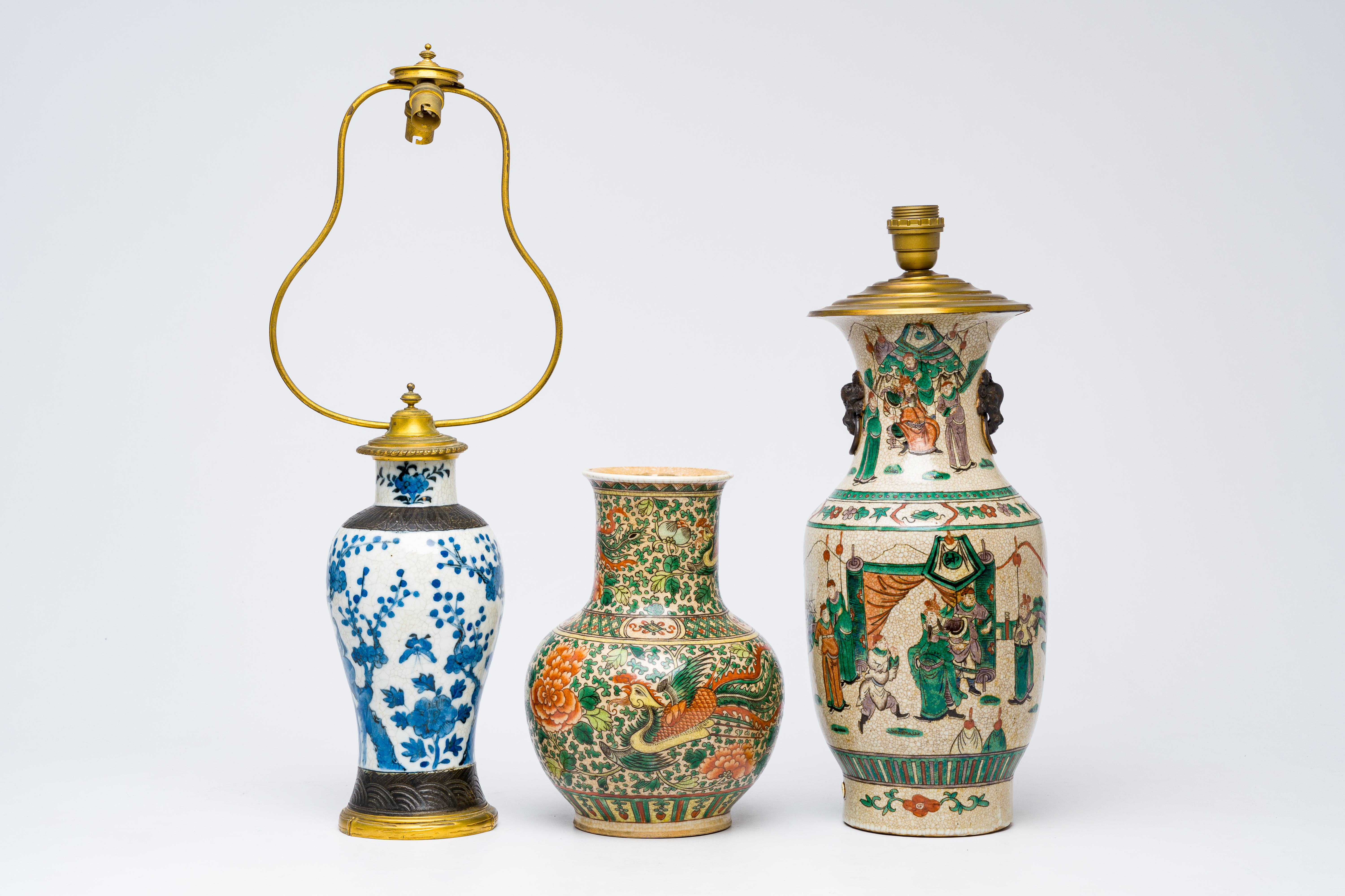A varied collection of Chinese Nanking crackle glazed famille rose, verte, blue and white porcelain, - Image 10 of 13