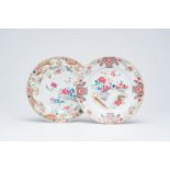 Two Chinese famille rose 'scroll' dishes, Yongzheng/Qianlong